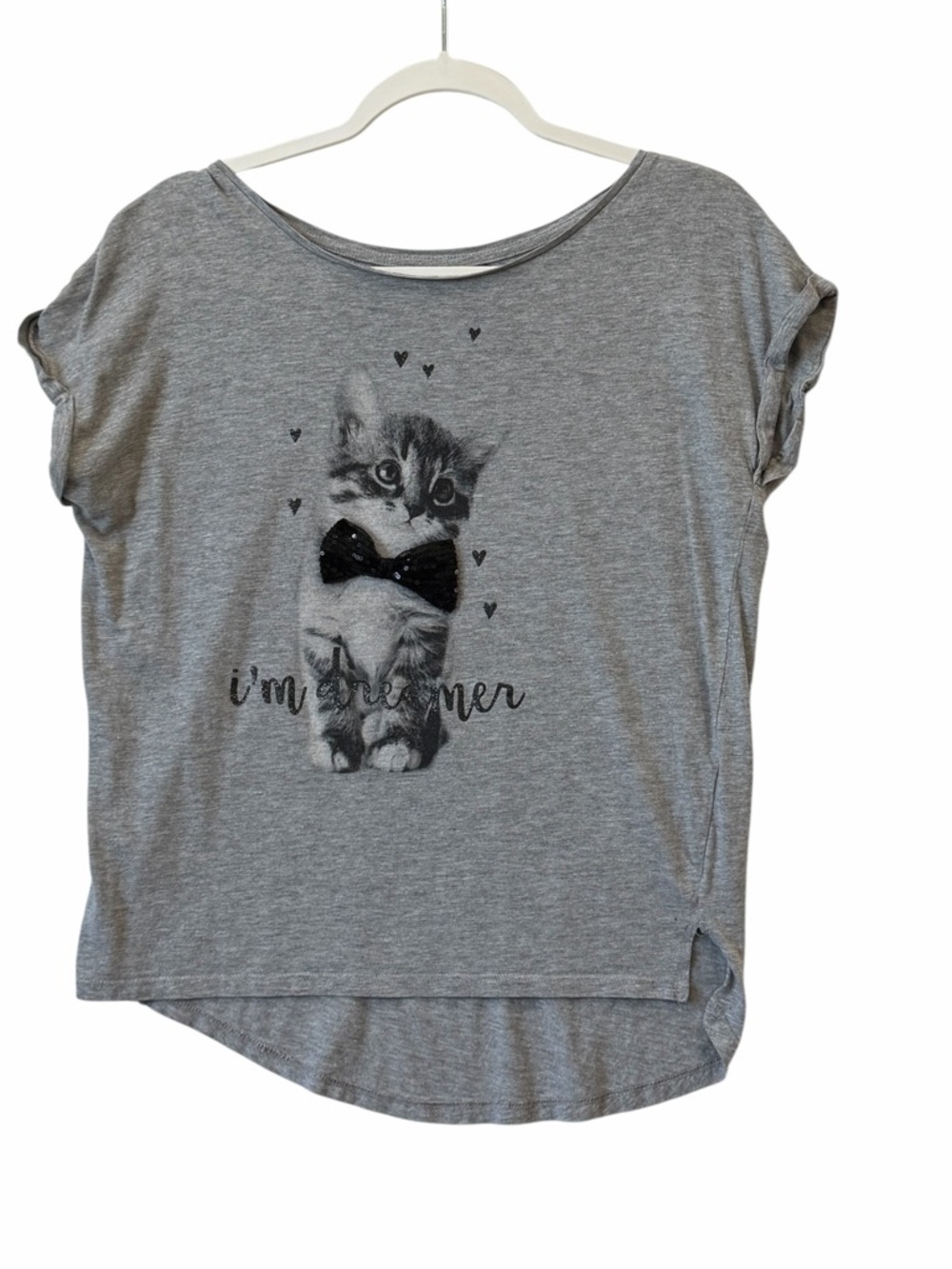 Gray Cat Graphic Tee for Cats - Bow Accent